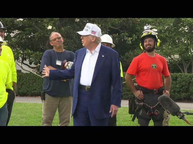 President Trump Participates in New Flagpole Installation on South Lawn