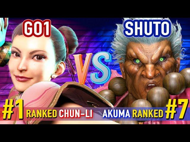 SF6 ▰ GO1 (#1 Ranked Chun-Li) vs SHUTO (#7 Ranked Akuma) ▰ High Level Gameplay