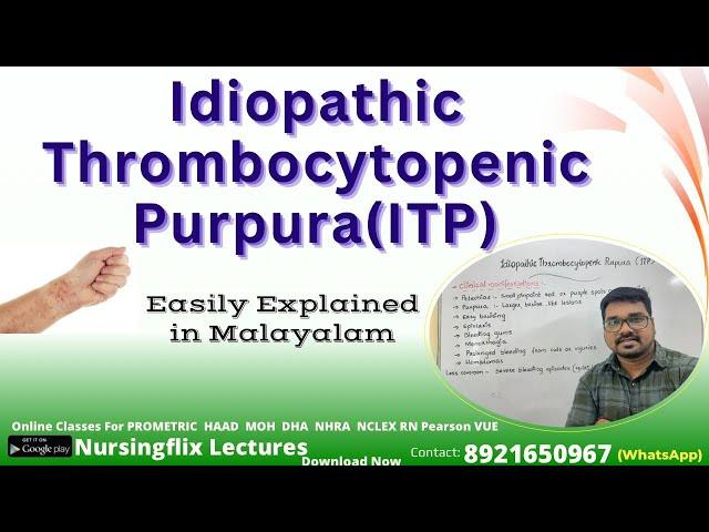 Idiopathic Thrombocytopenic Purpura(ITP) l Easily Explained in Malayalam