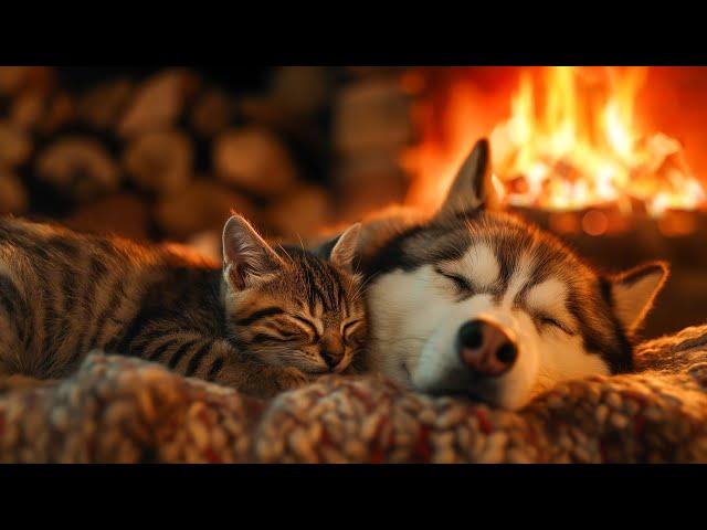 Sleep In Cozy Room with Cat Purring, Crackling FireplaceHealing Insomnia, Reduce Stress, Sleep Well