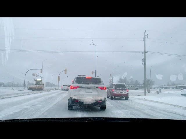 First Snow in Winkler Manitoba// Drive to Work// 20 November 2024