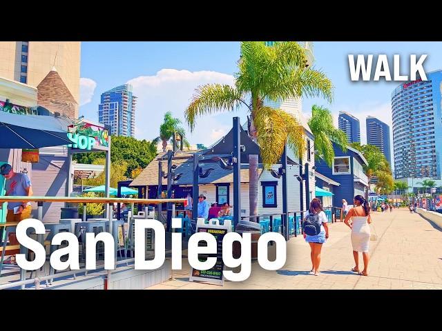 SAN DIEGO, California 4K Walking Tour | BEACH WALK & SUNSET City Walk with Captions [4K/60fps]