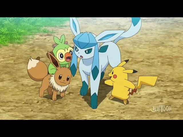 Pikachu,Grookey and Eevee Playing around Glaceon in Pokemon Journeys ENGLISH DUBBED HD