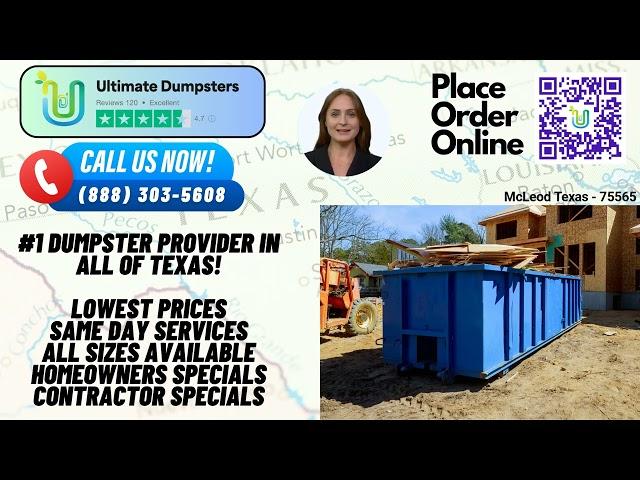 McLeod Texas - Same Day Dumpster Rentals Starting $249