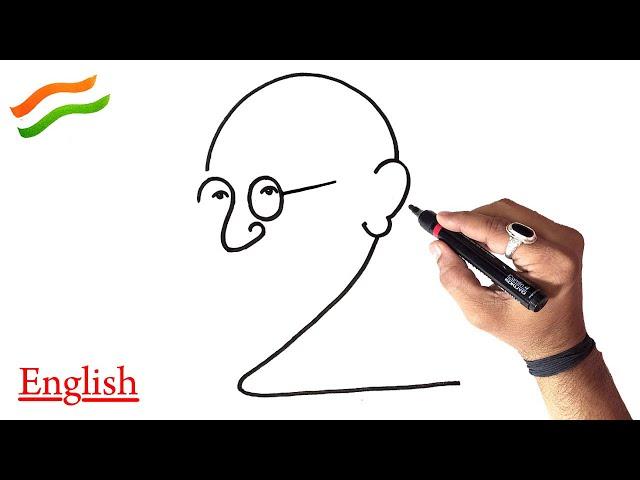 Mahatma Gandhi Drawing Portrait Very Easy - English version for global audiences. Part - 2