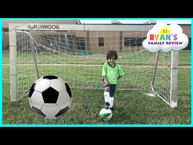 Family Fun Kids Outdoor Activities! Ryan First Soccer Practice and First Game Highlights!