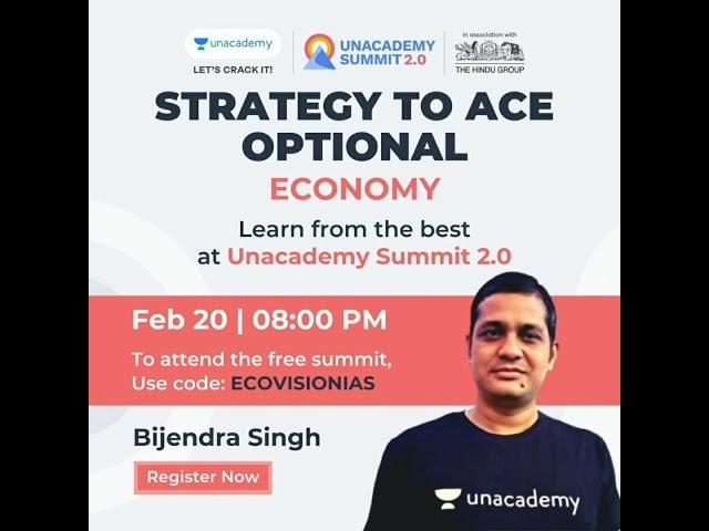 Strategy to ace Optional | Economy | Unacademy | Eco-vision IAS | Bijendra Singh