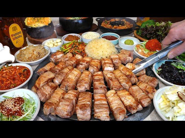 Wow! TOP4 Grilled Special parts of pork! Various Korean Pork Belly(Samgyeopsal) / Korean street food