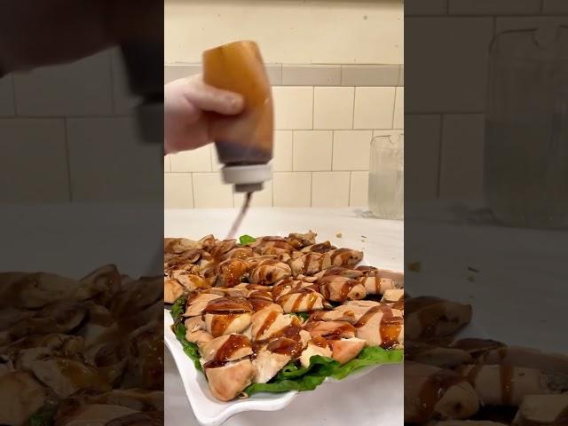 Layering the sauce on top. #aperfecttaste #chicken #cater #foodie #yummy #delicious #sogood #tasty