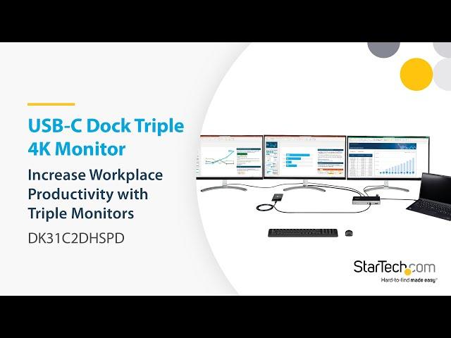 Triple 4K Monitor USB Type-C Docking Station / DK31C2DHSPD | StarTech.com