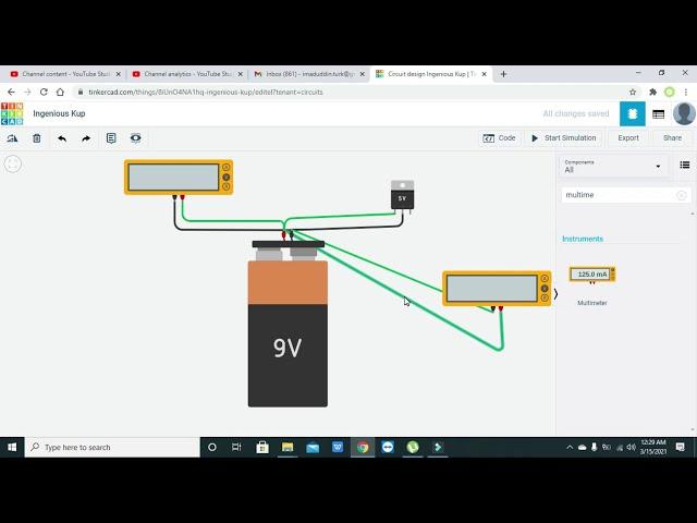 how to make a 5V power supply in tinkercad | 5 volts power supply in tinkercad