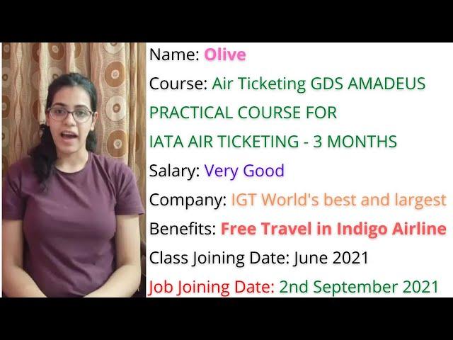 Air Ticketing Course | Career in Travel & Tourism in 2022 | Brilliant Student Olive Anand Review TTS