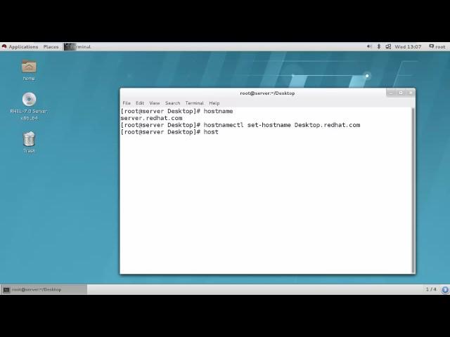 How to change Hostname in redhat 7 through terminal