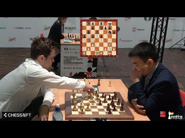 Queen blunder by a strong GM! Magnus Carlsen vs Sanan Sjugirov | World Blitz 2021