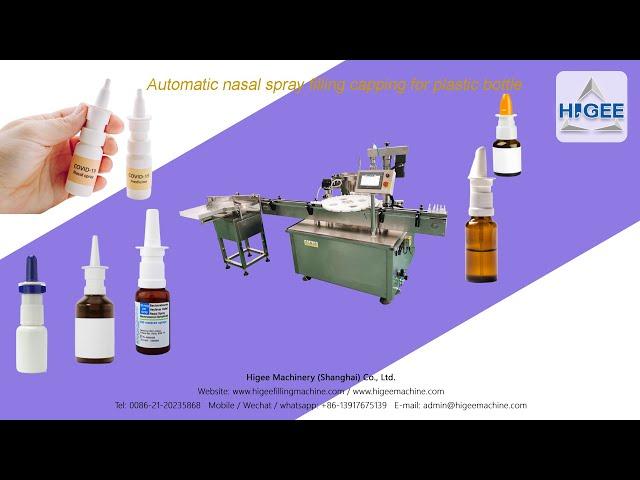 HIGEE MACHINERY Automatic nasal spray filling capping for plastic bottle