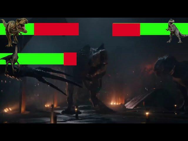 T-Rex and Therizinosaurus Vs Giganotosaurus with Healthbars