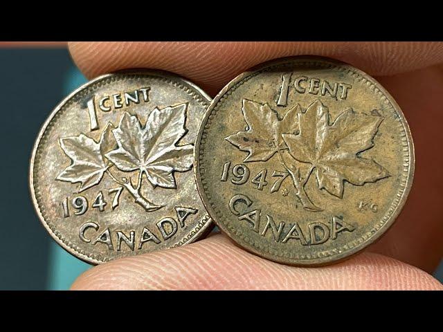 1947 Canada 1 Cent Maple Leaf / No Maple Leaf Coin • Values, Information, Mintage, History, and More