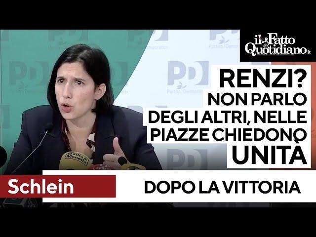 Schlein: "Renzi? Non parlo degli altri. Nelle piazze ci chiedono unità"