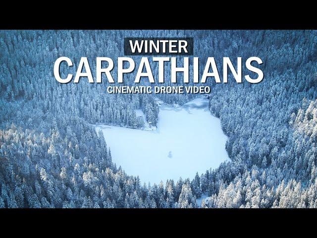 Winter Carpathians from a drone. Artistic photography. Synevyr, Vorokhta, Tatars. Ukraine.