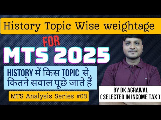 Topic Wise Weightage of History For SSC MTS 2025 | MTS Analysis Series #03 | History Topics For MTS