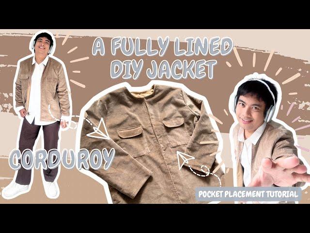 Easy Steps How To Sew Your Corduroy Jacket | Sewing Pockets With Flaps and Full Lining