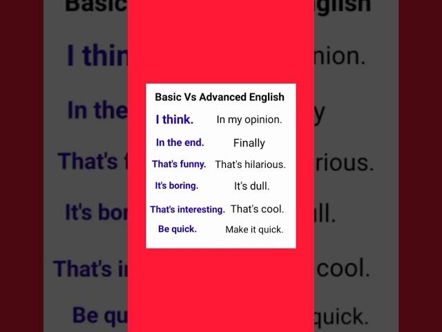 Basic vs Advanced Englis #englishlanguage #basicenglish #vocabulary #advancedenglish#english