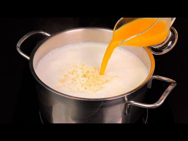 Pour pumpkin juice into boiling milk! I'm not going to the store anymore! Only 3 ingredients