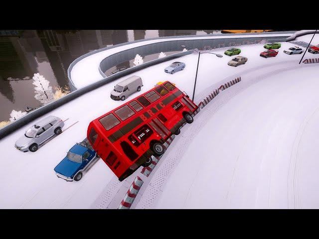 GTA 4 WINTER CRASH TEST OF REAL CARS #104