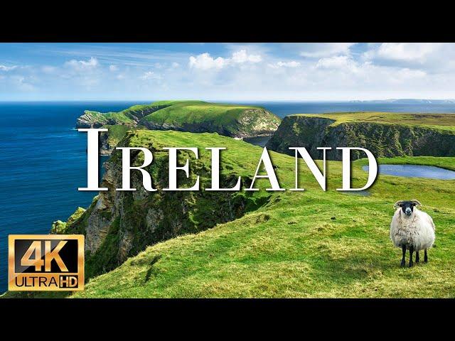 FLYING OVER IRELAND (4K UHD) Amazing Beautiful Nature Scenery with Relaxing Music | 4K ULTRA HD