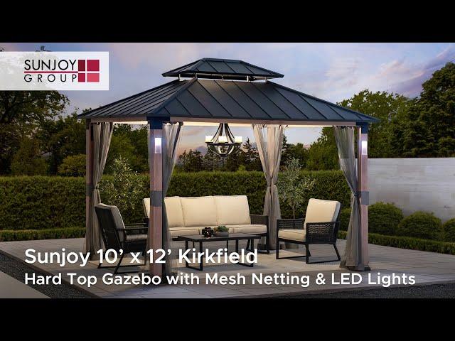 Sunjoy 10x12 Hard Top Gazebo with Built-in LED Lights | Backyard Gazebo Ideas