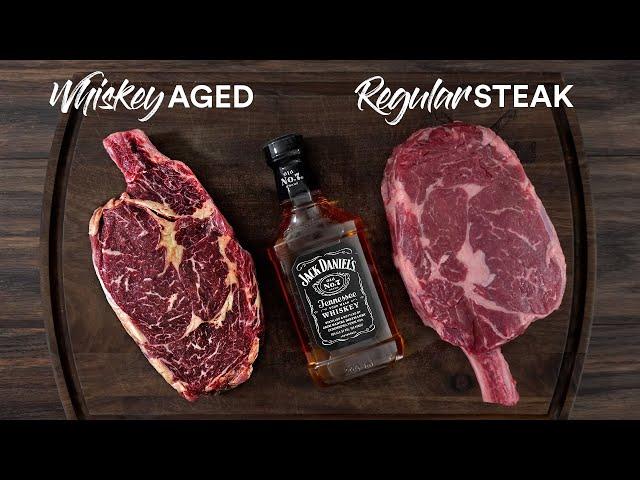 24hrs Whiskey Aged Steak Experiment | Guga Foods