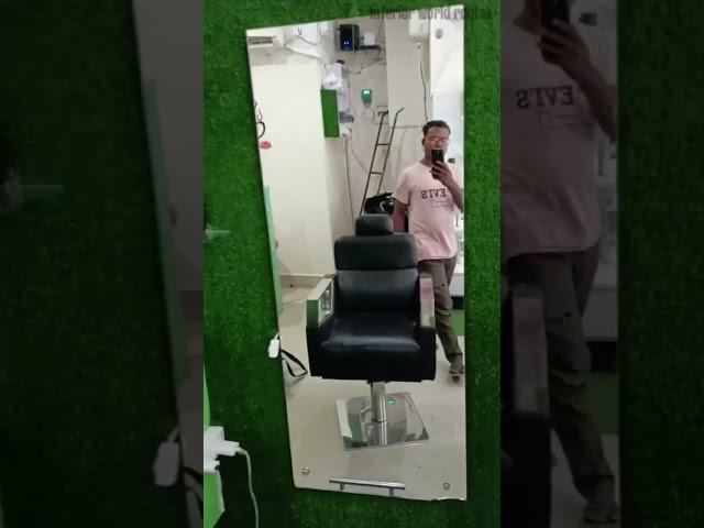 Unisex salon interior ideas, artificial grass work