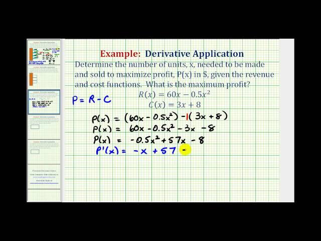 Ex:  Derivative Application - Maximize Profit