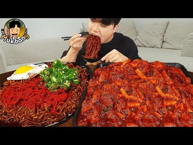 ASMR MUKBANG | Fried Chicken, fried egg, black bean noodles, kimchi Korean Food recipe ! eating