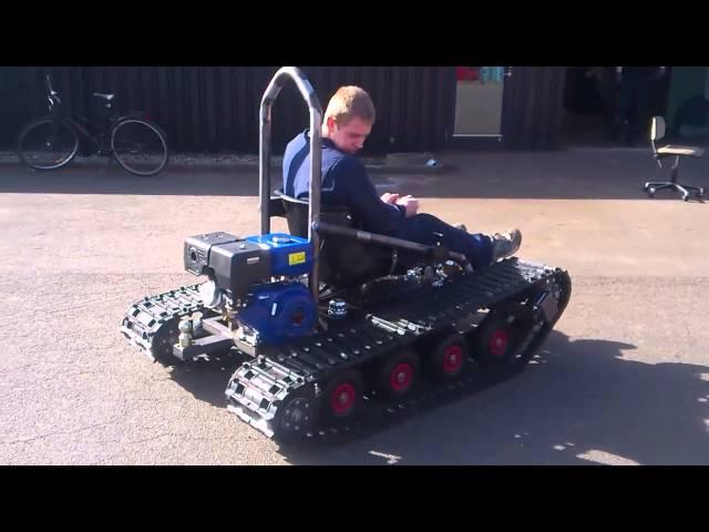 Home made tracked vehicle, First test Drive