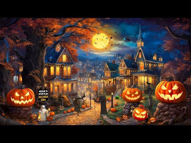 Cozy Autumn Village Halloween Ambience  Relaxing Halloween Background Music  Halloween Ambience