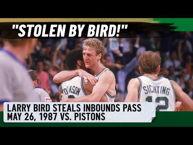 Larry Bird steals inbounds pass from Isiah Thomas and Pistons | Full highlights | May 26, 1987