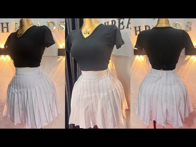 How to Make a Pleated Skirt with Elastic Waistband | One Size Fits All Tennis Skirt Tutorial