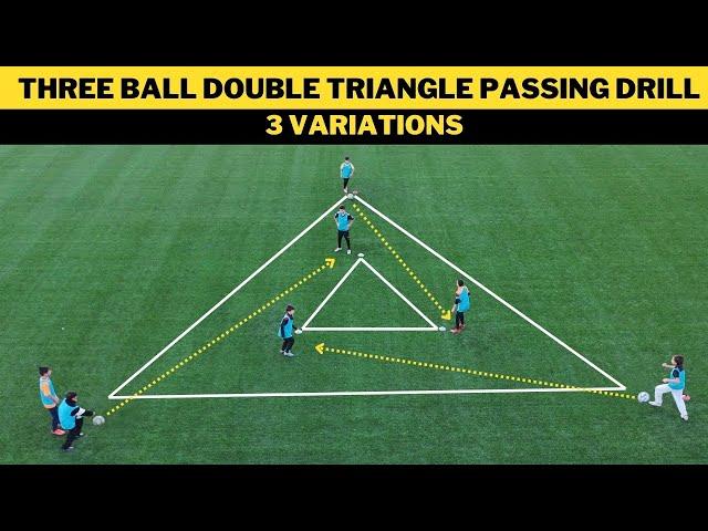 Three Ball Double Triangle Passing Drills | 3 Variations | U13+ Football/Soccer Training