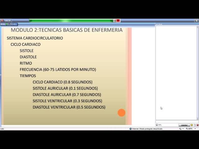 Módulo de Técnicas Básicas de Enfermería: el ciclo cardíaco