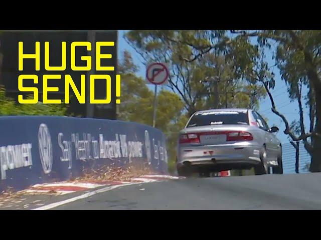 Absolutely LOOSE climb of Mount Panorama - VT Holden Commodore - SENDS IT