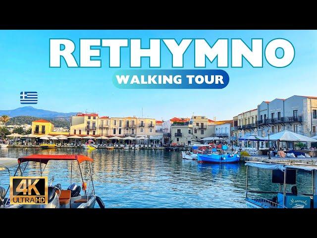 Sunset Walk in Rethymno Old Town, Crete  4K Walking Tour