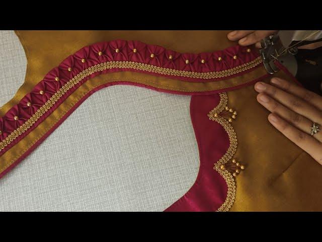 Blouse designs || cutting and stitching back neck blouse design || blouse back neck design