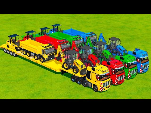 TRANSPORTING DUMP TRUCKS, EXCAVATORS & ROAD ROLLERS WITH BIG TRUCKS! Farming Simulator 22