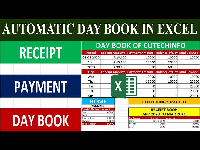 How to create day book in excel in Tamil | Receipt and payment