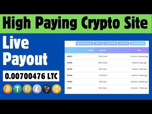 Earn Free Crypto Coins | Live 0.007 LTC payout | Faucetpay earning 2024 Free Sites #btc