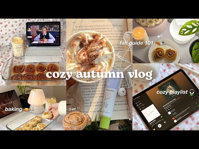 cozy fall vlog ️️ ultimate fall guide, baking cinnamon rolls, reading outside, comfort movies