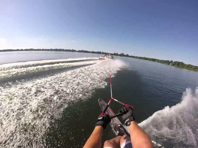 Slalom Water Ski Run with "Helmet Cam"