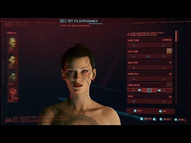 Cyberpunk 2077 Female Character Creation