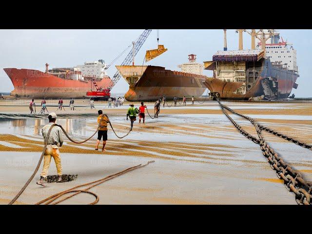 Inside Gigantic Ship Breaking Yard Scrapping Millions $ Cargo Ships Every Year